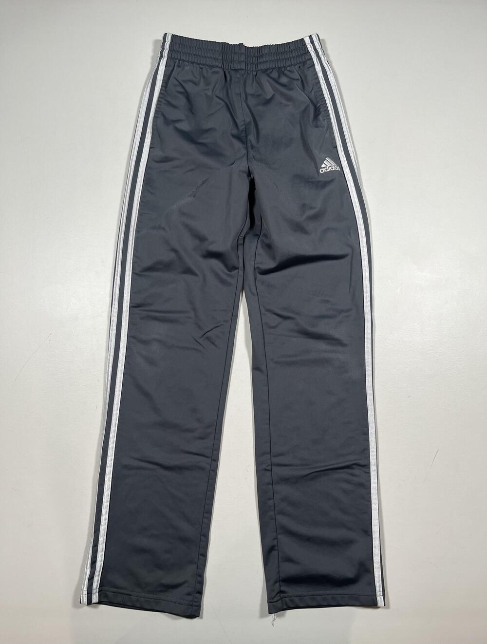 Adidas Track Pants Youth Large 14/16 Gray 3-Stripes Athletic Elastic Waist